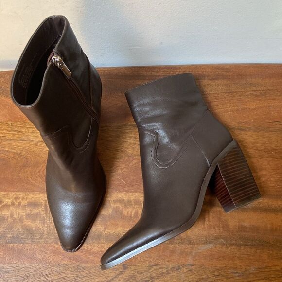 Steve Madden Elene Brown Leather Heeled Boots Classic Design - Picture 10 of 10